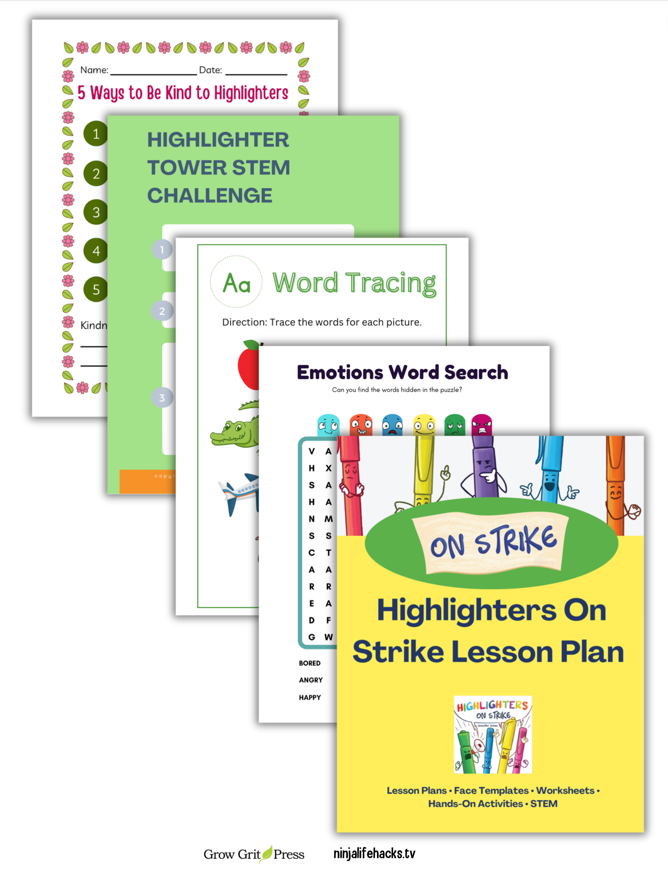 Highlighters on Strike  Ninja Book + Lesson Plan Bundle
